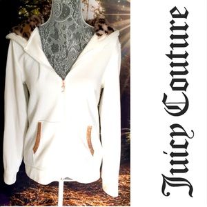 Juicy CoutureNWT Hooded Zip Up Sweatshirt. Animal Print & Fur Accents Size L.l